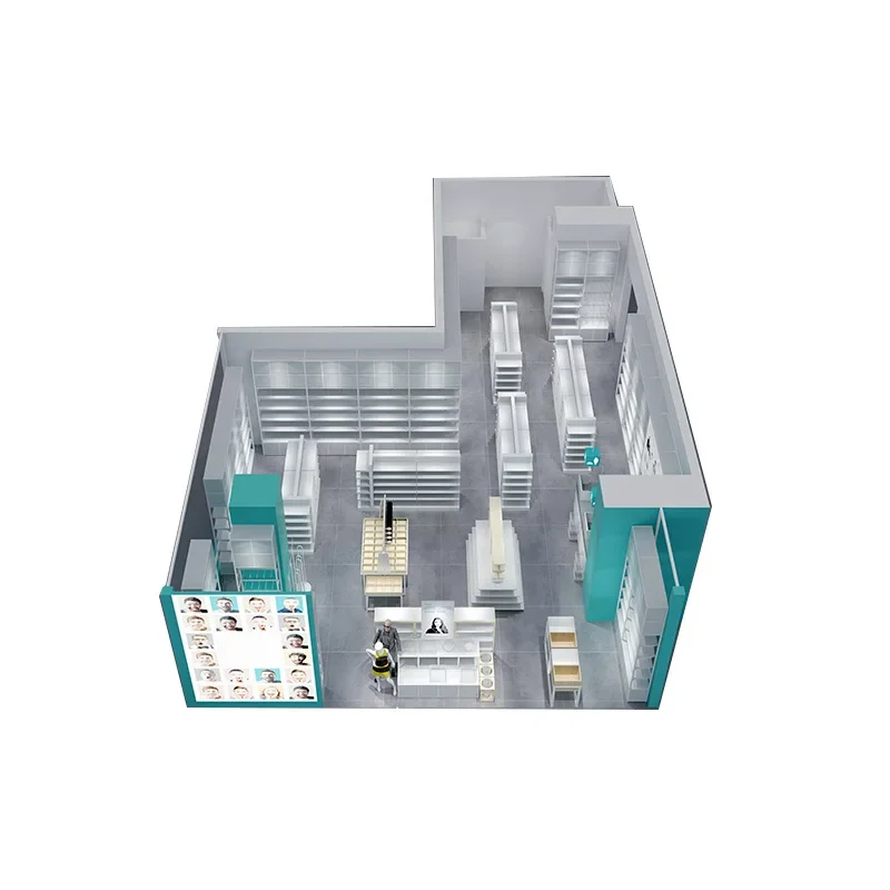 

Side cabinet shelf jewelry store, display stand against the wall