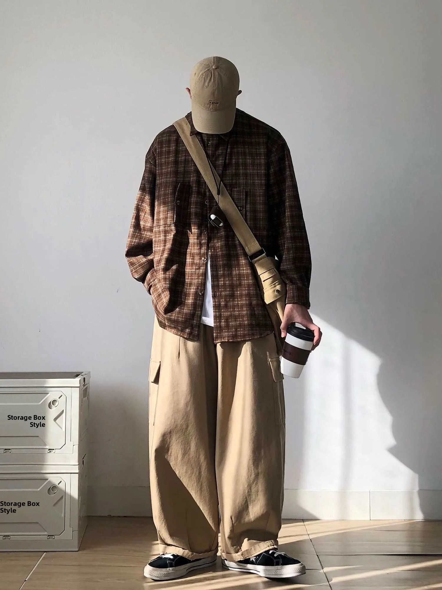 

RICHMAN мужская винтажная кофейная клетчатая длинная све irt повседневная свободная модная брендовая весенне-осенняя верхняя одежда молодежная мода