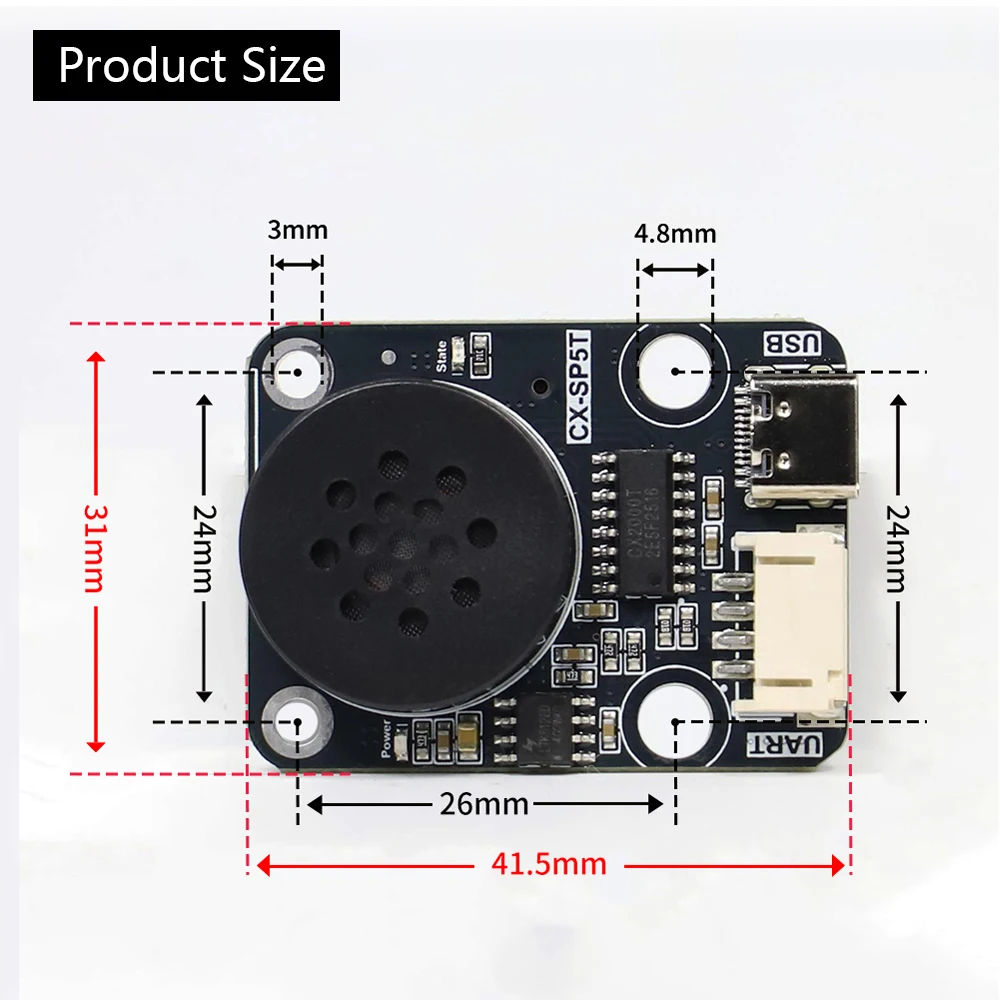 Voice Playback Module Board MP3 Music Player 1W MP3 Playback Serial Control SD/TF Card for SP5T Type C Interface Wholesale