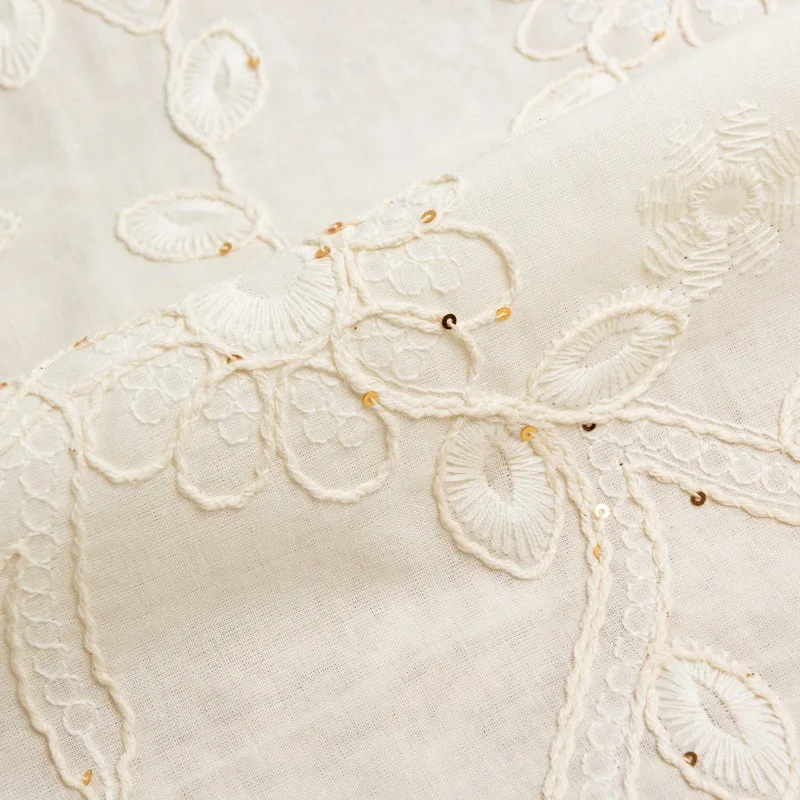 Combed Cotton Bottom Cloth Stranded Rope Embroidered Band Sequin Sequins Comely Women's Clothing Fabric