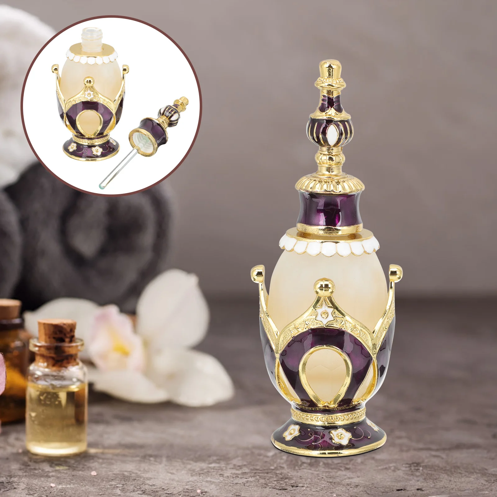

Refillable Perfume Bottle Glass Alloy Decorative Aroma Essential Oil Sub Bottle Travel Use Gift Travel Perfume Bottles
