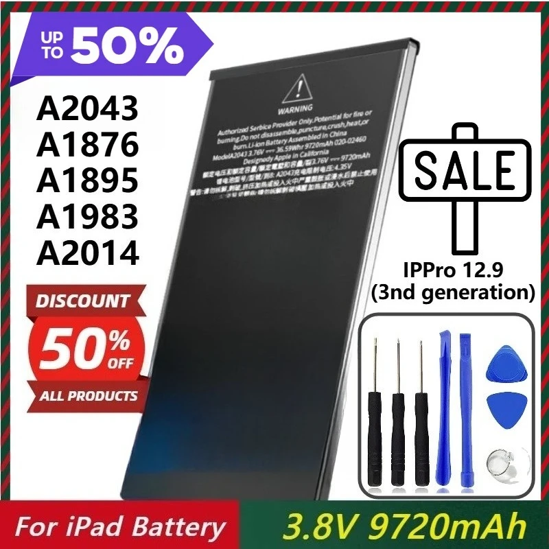 

9720mAh Tablet Batteries for Apple IPad Pro12.9 3rd Gen A2043/A1876/A1895/A1983/A2014 Battery