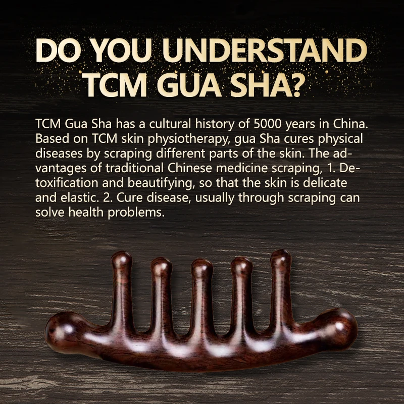 Massage Tool For Face Gua Sha  Ebony Comb Skin Expel Eoxins Reduce Hair Loss Dredging Meridian Wide Natural Wood Adults