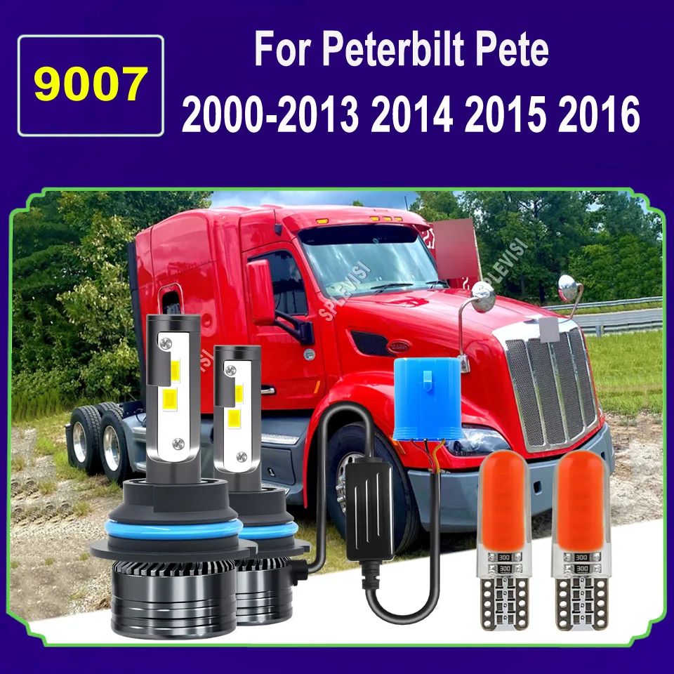 9007 HB5 LED 180W Headlight Kit - Perfect Cutoff Line, 6000K Cool White For Peterbilt Pete 2000 2001 2002 2003 2004 2005-2016