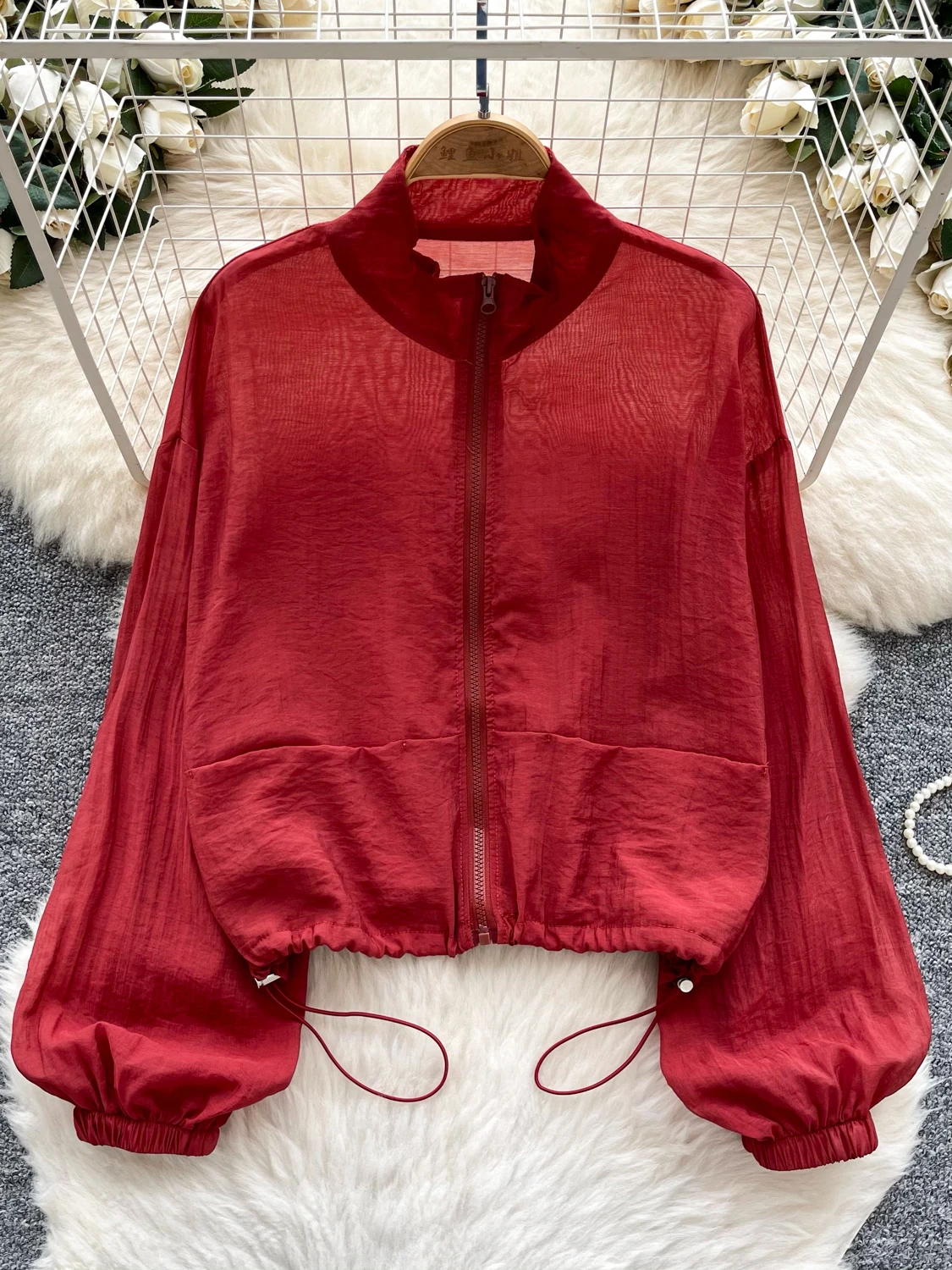 

Летняя женская свободная посадка с длинным свековым воротником-стойкой, защита от солнца, Тонкая верхняя одежда, топ, модная верхняя одежда для поездок на работу