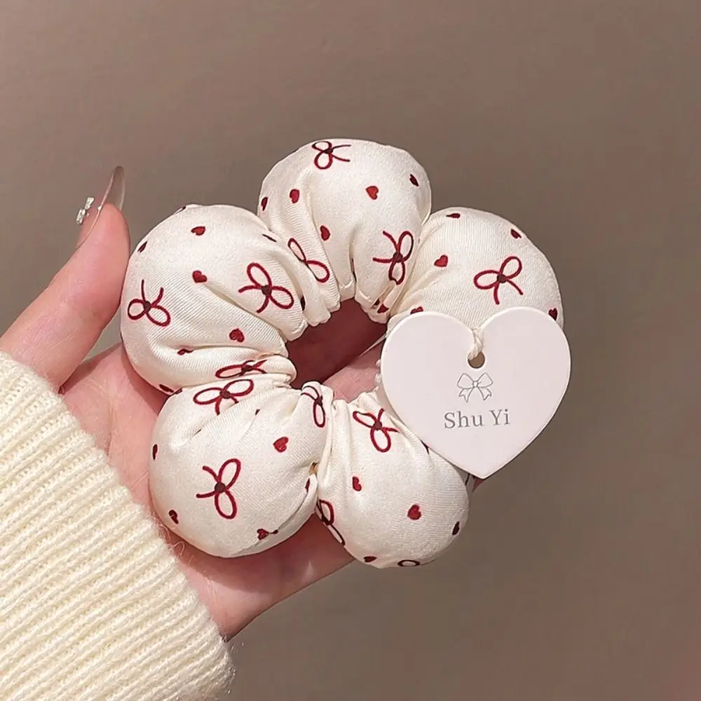 Sweet Filled Cotton Flower Scrunchie Elastic Oversized Plaid Hair Ropes Handmade Ponytail Decorative Hairband Hair Accessories