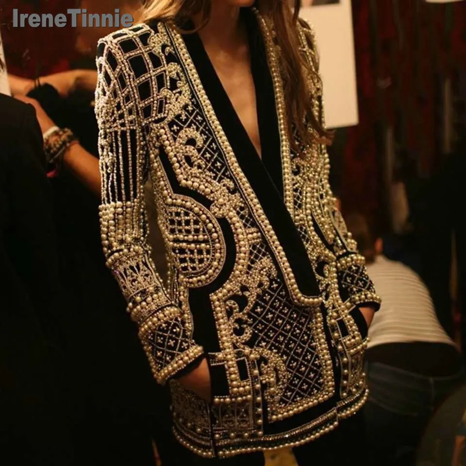 IRENE TINNIE Colorblock Temperament Blazer For Women V Neck Long Sleeve Embroidered Flares Chic Blazers Female Fashion Style New