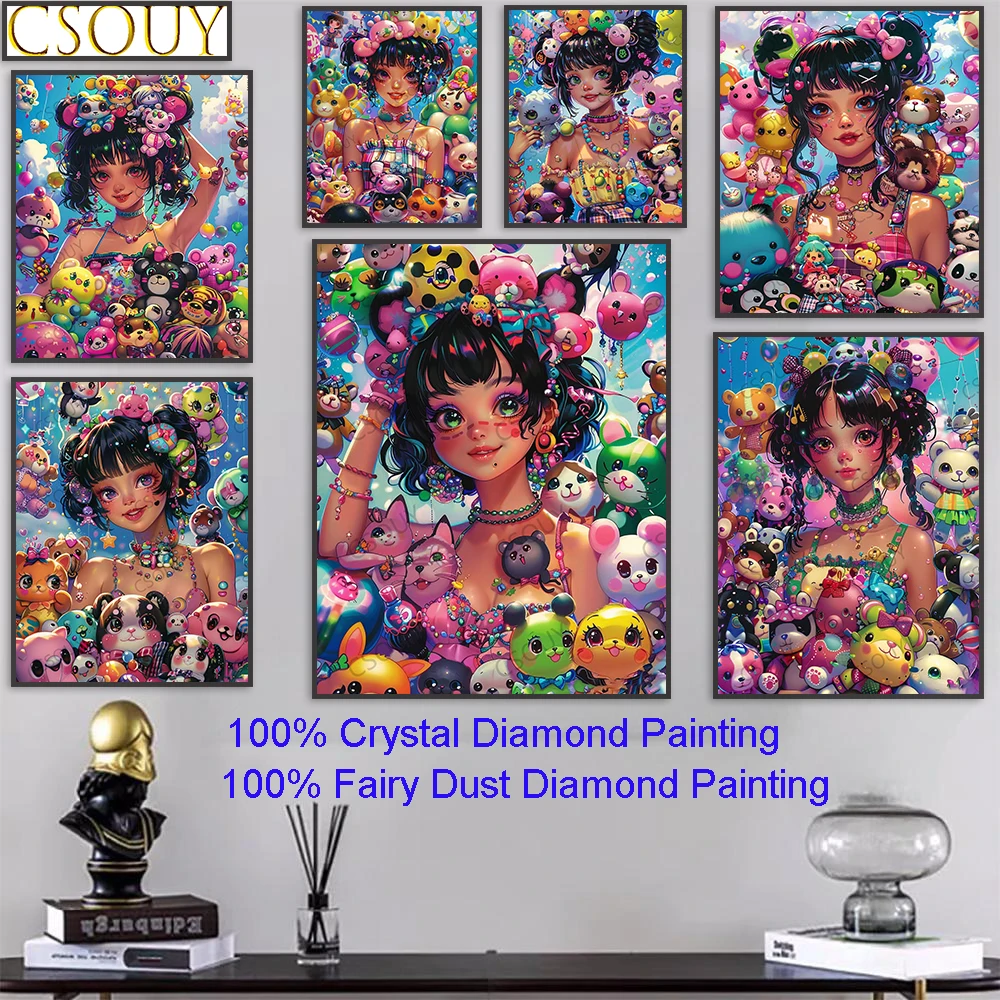 

Candy Girl Portrait Fairy Dust Square Drill Full 5D Diy Diamond Painting Cross Stitch Crystal Embroidery Mosaic Decor Needleword