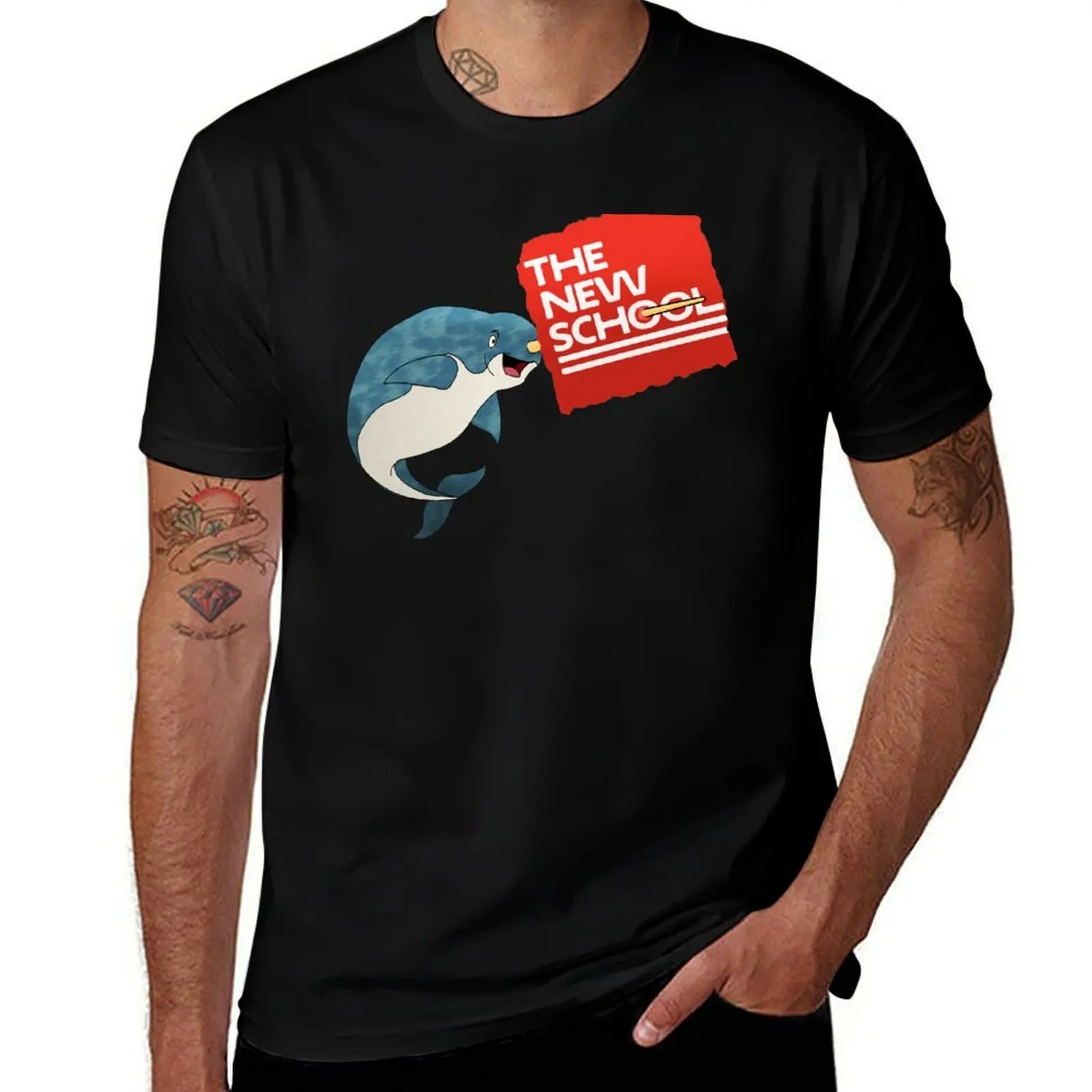 THE NEW SCHOOL- Narwhal Logo T-Shirt essential t shirt T-Shirt