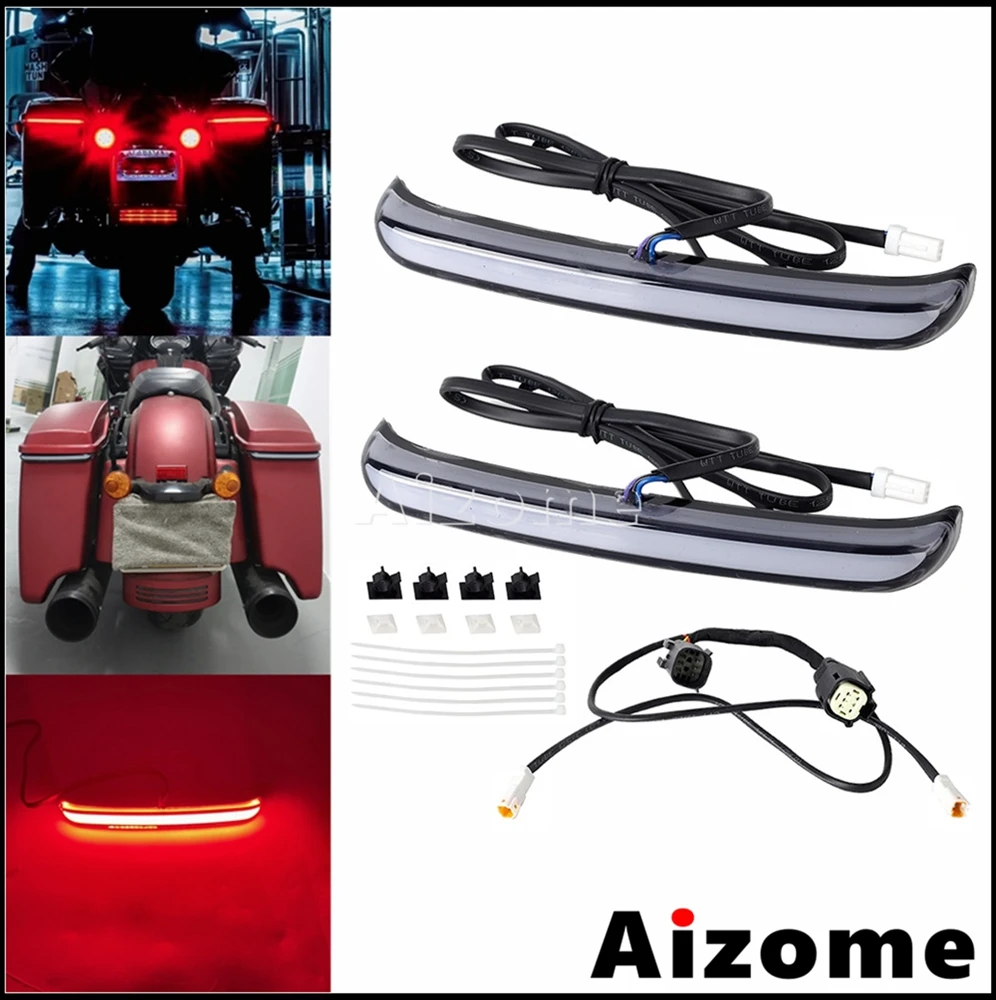 

Motorcycle Tracer Saddlebag LED Brake Indicator Tail Light For Harley Road King CVO Electra Glide FLH Tour Glide FLT 2014-2023