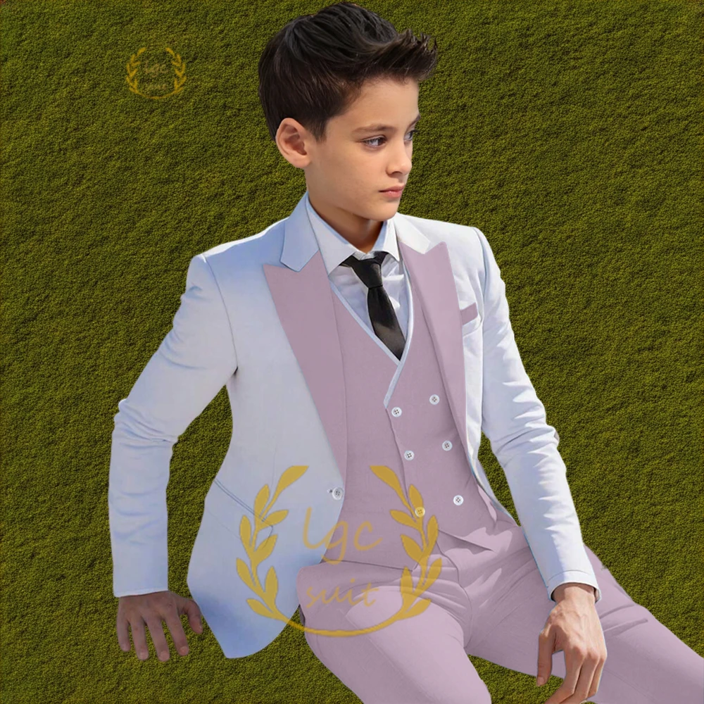 Boys’ Beige 3‑Piece Suit with classic modern comfortable tailoring, Ideal for Weddings, Banquets, Birthdays & Performances