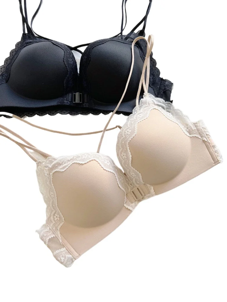 Victoria Style MOYISU Pink Leopard Wireless-BH-Set, Vorderverschluss-Design, Push-Up-Bralette, sexy Rückenwäsche zur Vergrößerung kleiner Brüste