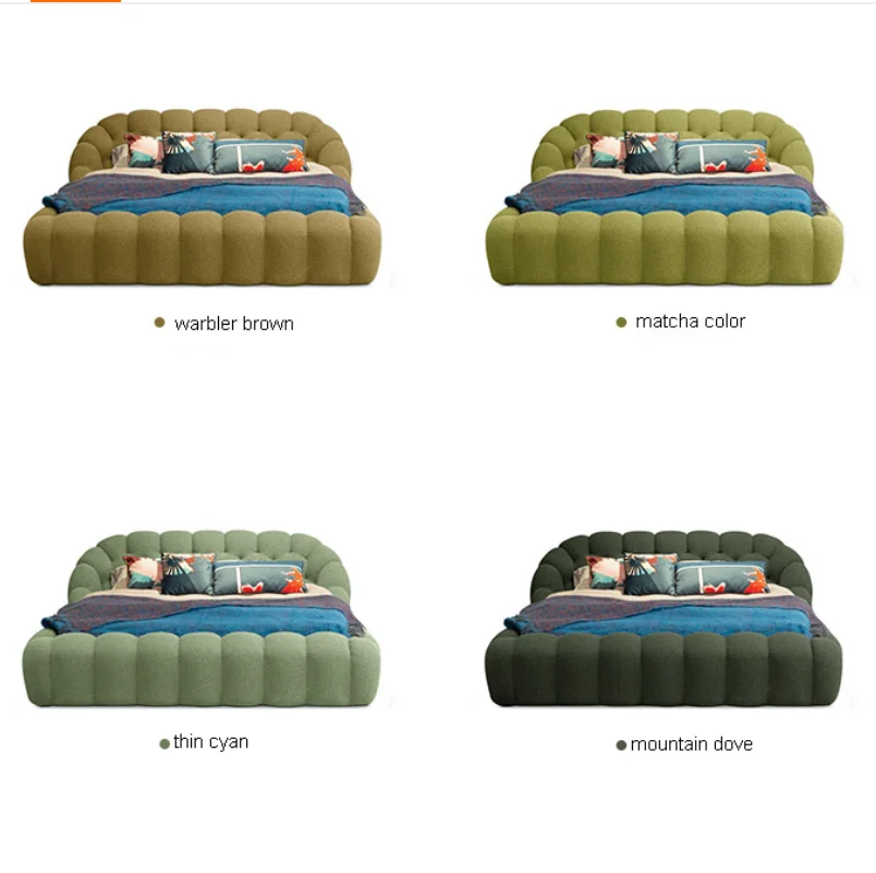 라이트 럭셔리 유럽 디자인 핑크 벨벳 원단 원목 헤드보드 침대 어린이용 더블 침대 프레임