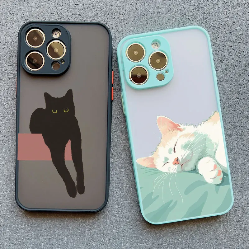 Freche Kätzchen Lustige Katzen-Kunst Handyhülle für iPhone 16 11 12 13 14 17 Pro Max 15 14 16 Plus X XR XS Stoßfeste Rückabdeckung Schutzhülle – Detail 13