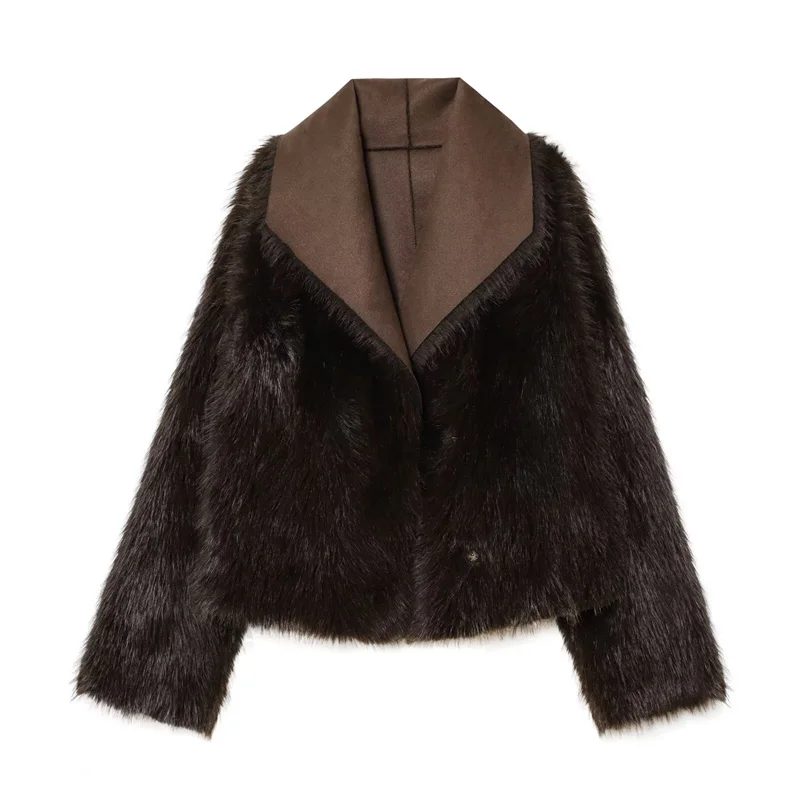 Smvp Women's Jacket 2026 Autumn/Winter New Arrival Brown Long-Sleeve Double-Sided Warm Jacket Elegant and High-End Style