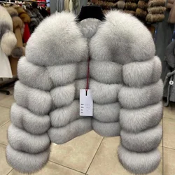 QUEENTINA Cappotto di pelliccia di volpe Vera inverno Nuovi capispalla Giacca di lusso alla moda da donna Abbigliamento di alta qualità Colletto naturale e alla coreana