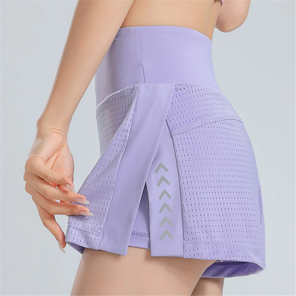 High Waist Running Fitness Yoga Shorts With Pocket Women Sports Jog Bodybuilding Tennis Skirts Slim Fit Dance Dress Short Girl