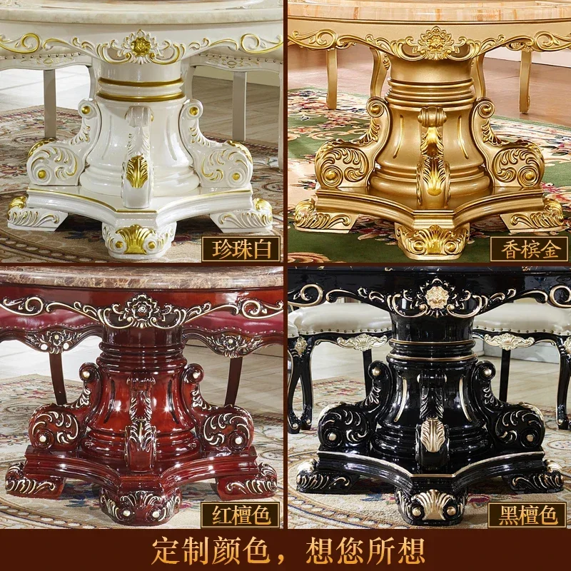 

yj5 European round table all solid wood American retro dining table household electric hot pot table