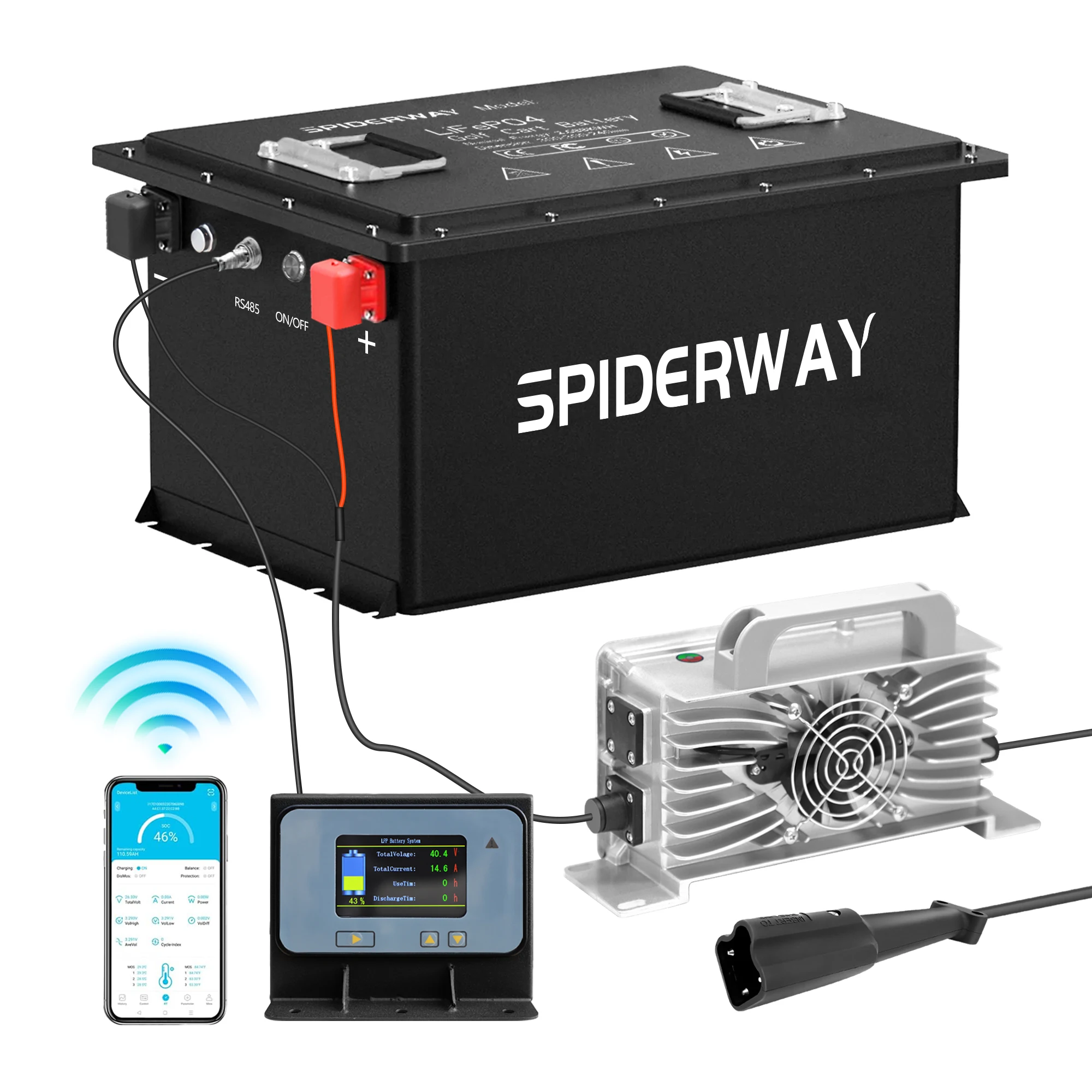 

48V 105Ah Lithium Golf Cart Battery Built-in 200A BMS 6000+ Cycles Max 10.24kW Rechargeable LiFePO4 Battery