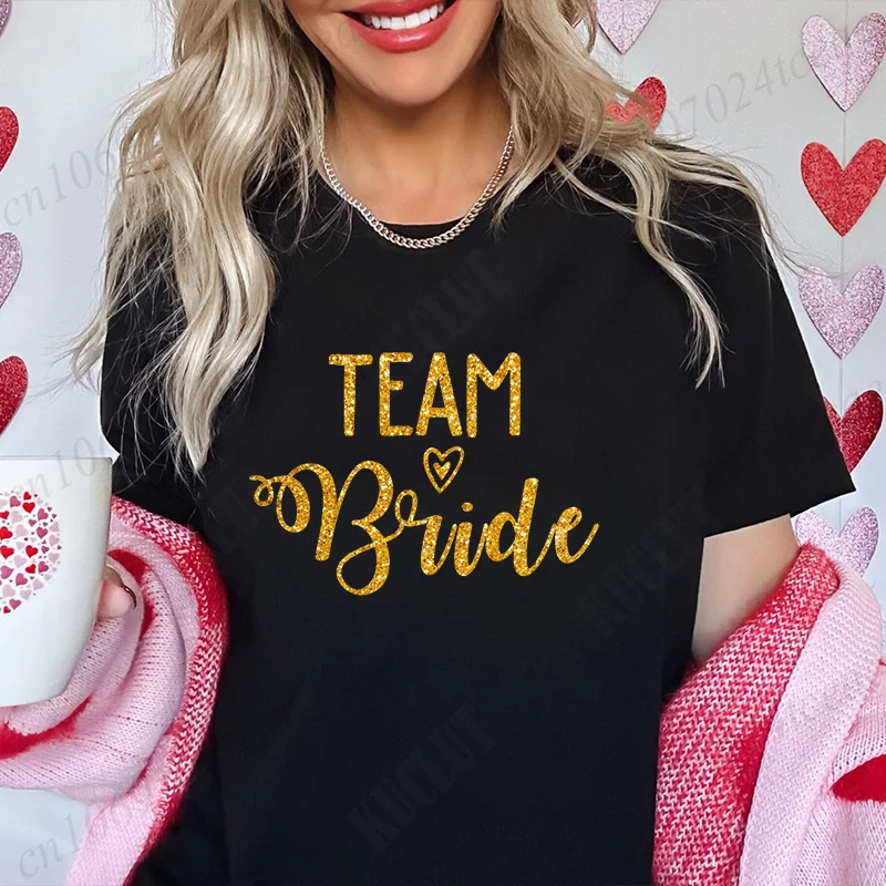 Bridal Shower Wedding Tops Team Bride Squad Bridesmaid T-shirt Single Farewell Bachelorette Party T-shirt EVJF Harajuku Blouses