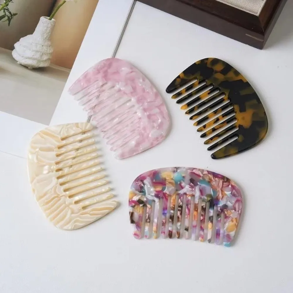 Marble Pattern Hair Comb Cellulose Acetate Anti-Static Scalp Massage Comb Ergonomic Rounded Teeth Wide Tooth Comb