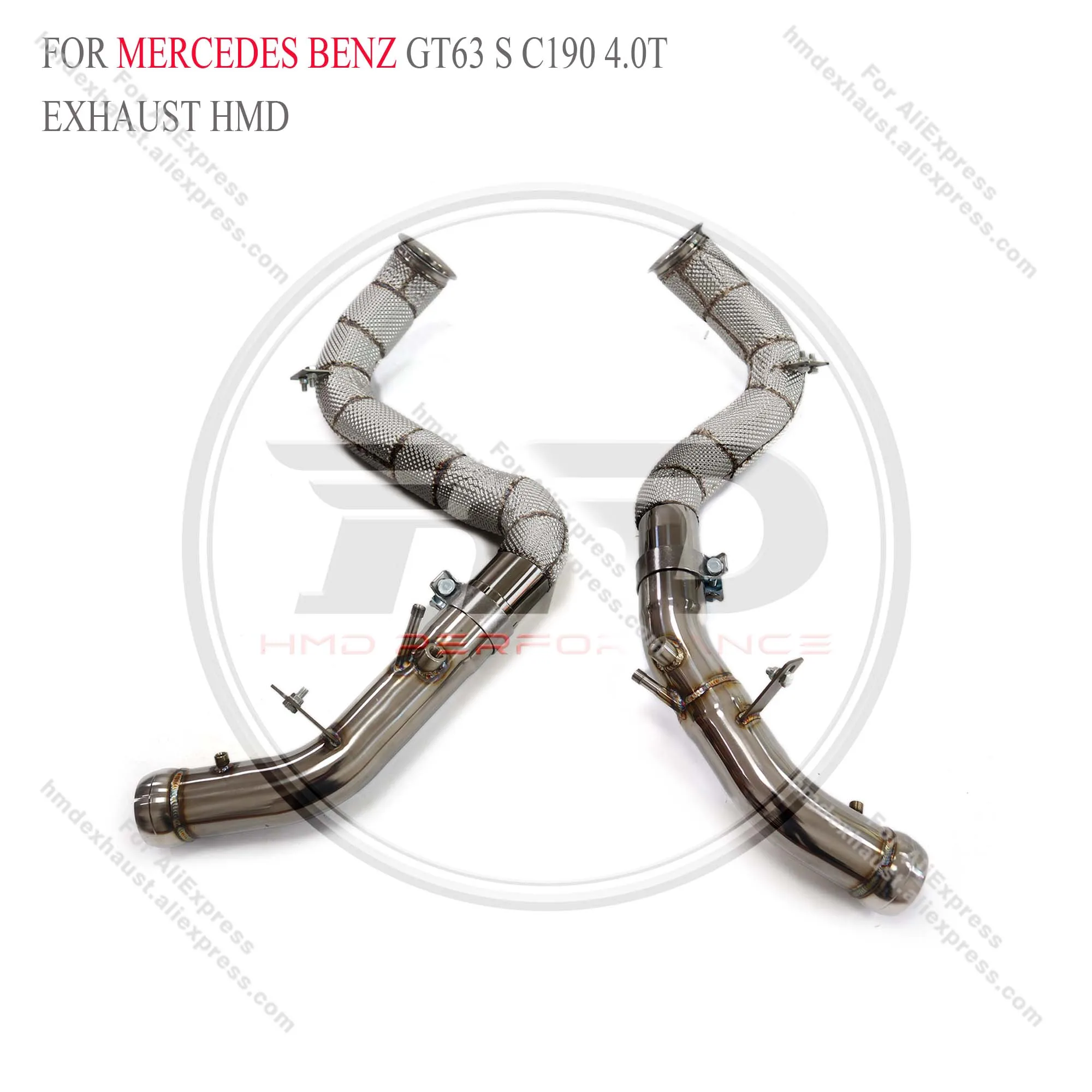 HMD Stainless Steel Exhaust System Performance Downpipe for Mercedes Benz GT63 S C190 4.0T with heat shield