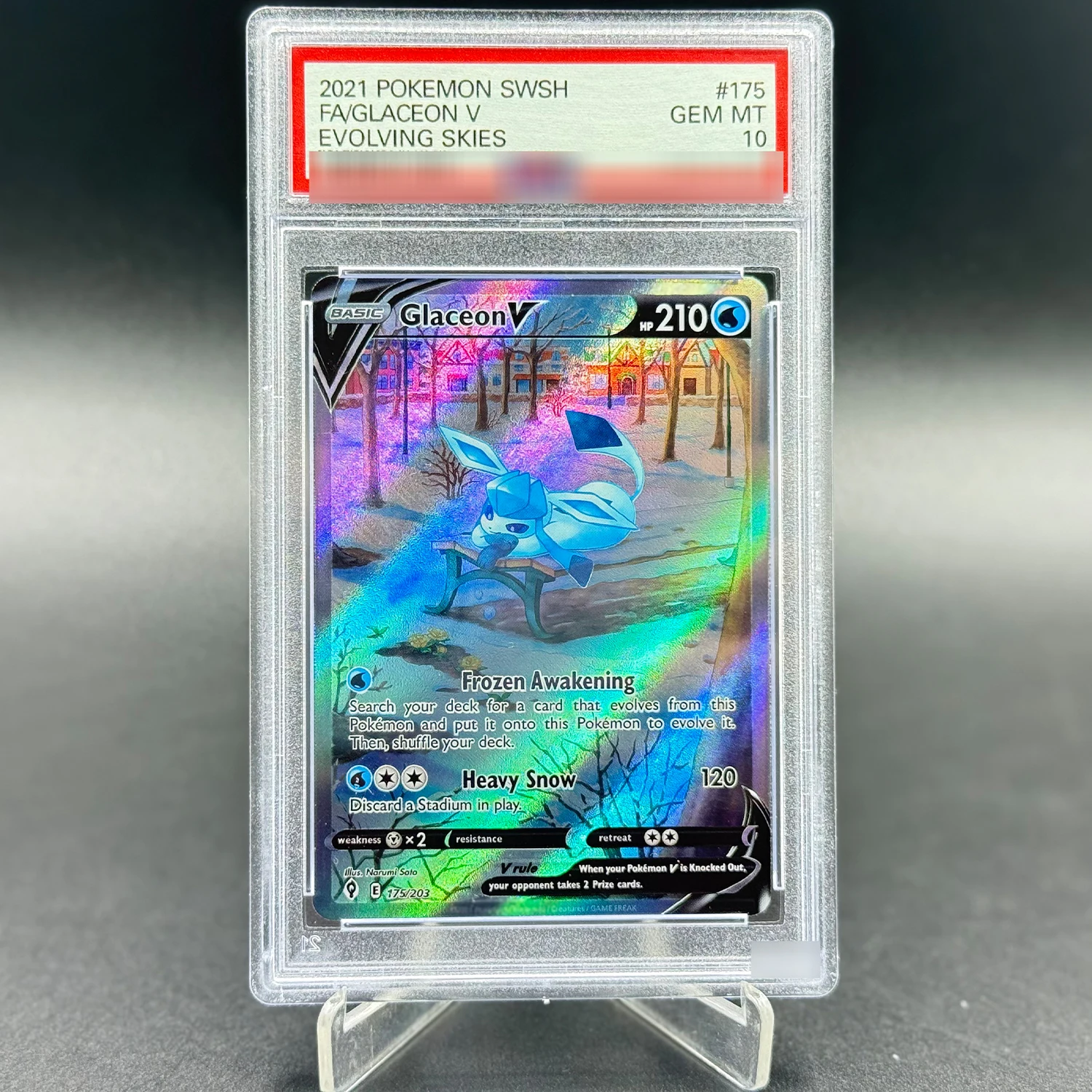 Tarjeta Glaceon V Alternate Art 175/203 SWSH Pokémon P/S/A de 10 Puntos, Tarjeta Coleccionable de Anime de Alta Calidad para Juegos de Mesa