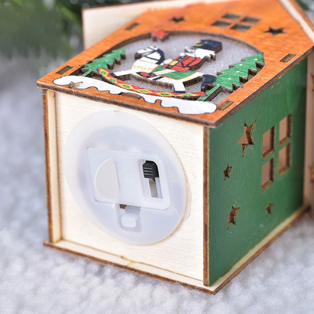 

3Pcs Xmas Nutcracker Soldier Wood House Pendant Luminous Hanging Decorative Xmas Ornament Christmas Luminous Hanging Decor