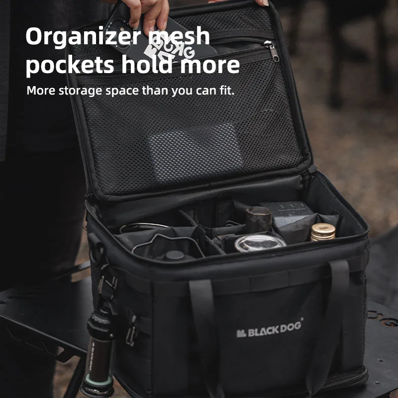 Black Dog Outdoor Camping Equipment Storage Bag Portable Collapsible Storage Bag Gas Canisters Picnic Cookware Bag Utensils Bag