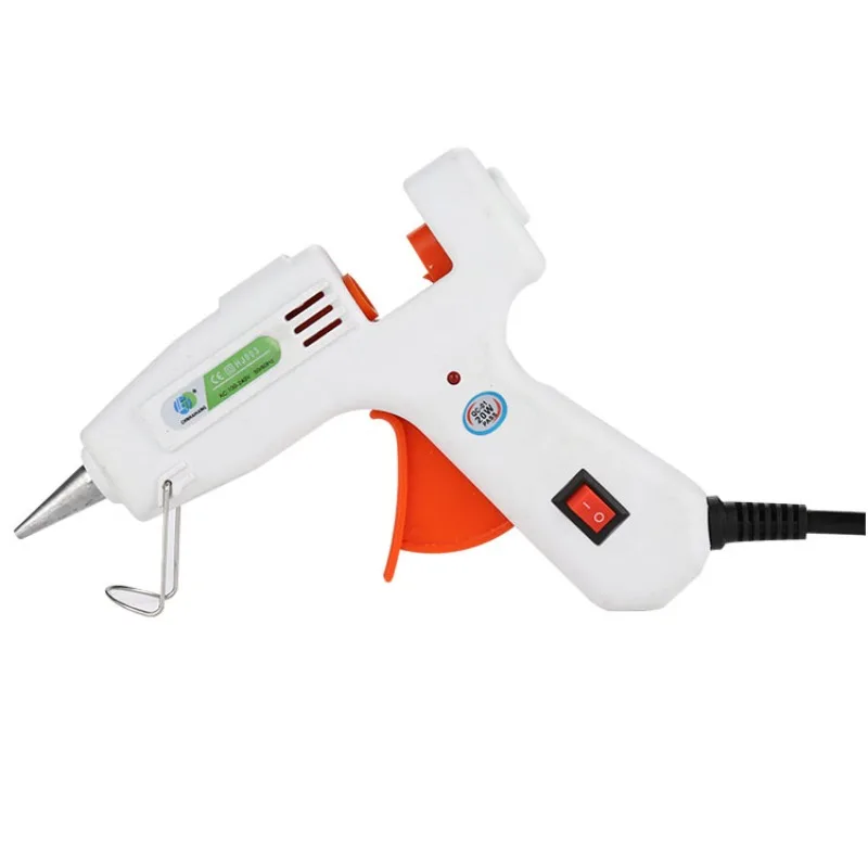 ปืนกาวร้อนแบบพกพาขนาดเล็ก กำลังไฟ 20-40 วัตต์ ใช้กาวแท่งร้อน ควบคุมอุณหภูมิได้ เหมาะสำหรับงาน DIY และงานฝีมือในบ้าน