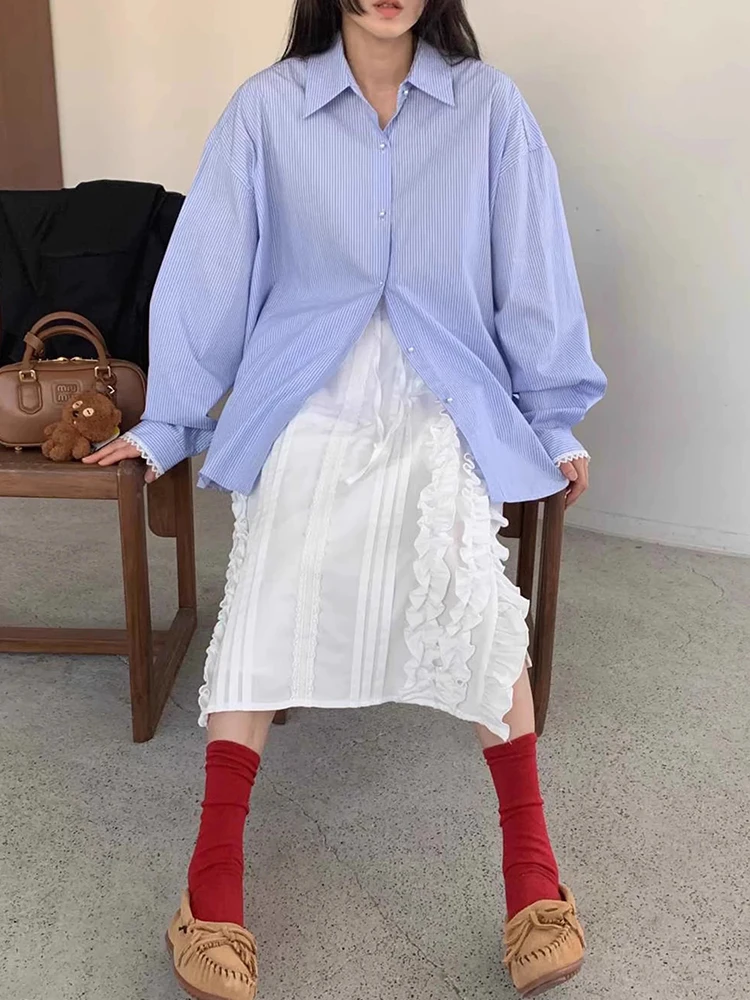 

Шикарный винтажный свободный длинный све якорь в полоску с деревянным дизайном юбки, комплект из двух предметов, весенний женский ансамбль Faion