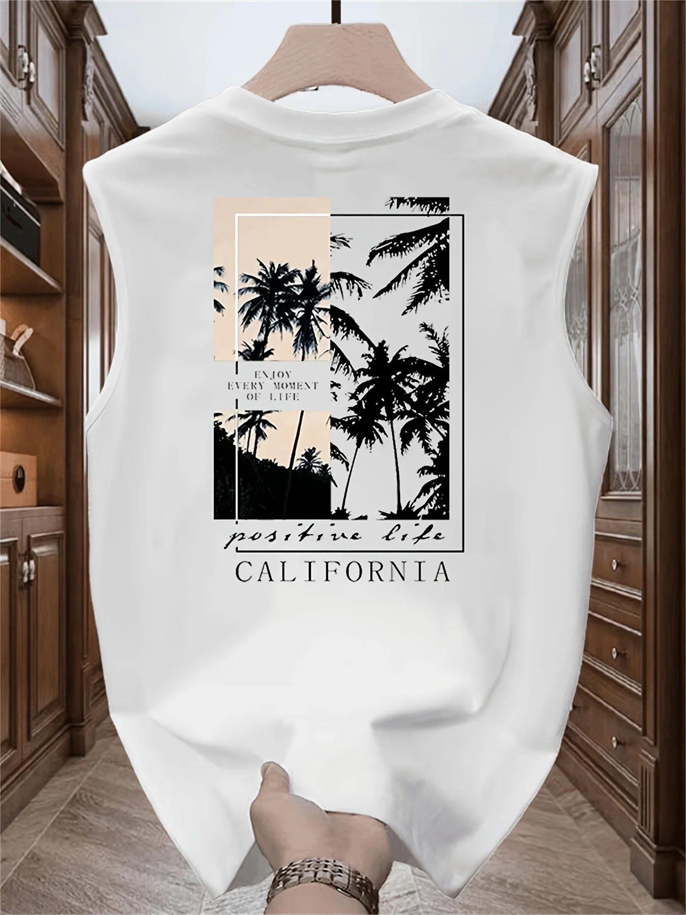100 cotton Men's summer casual sports loose cartoon mechanical bear print comfortable and breathable round neck sleeveless vest