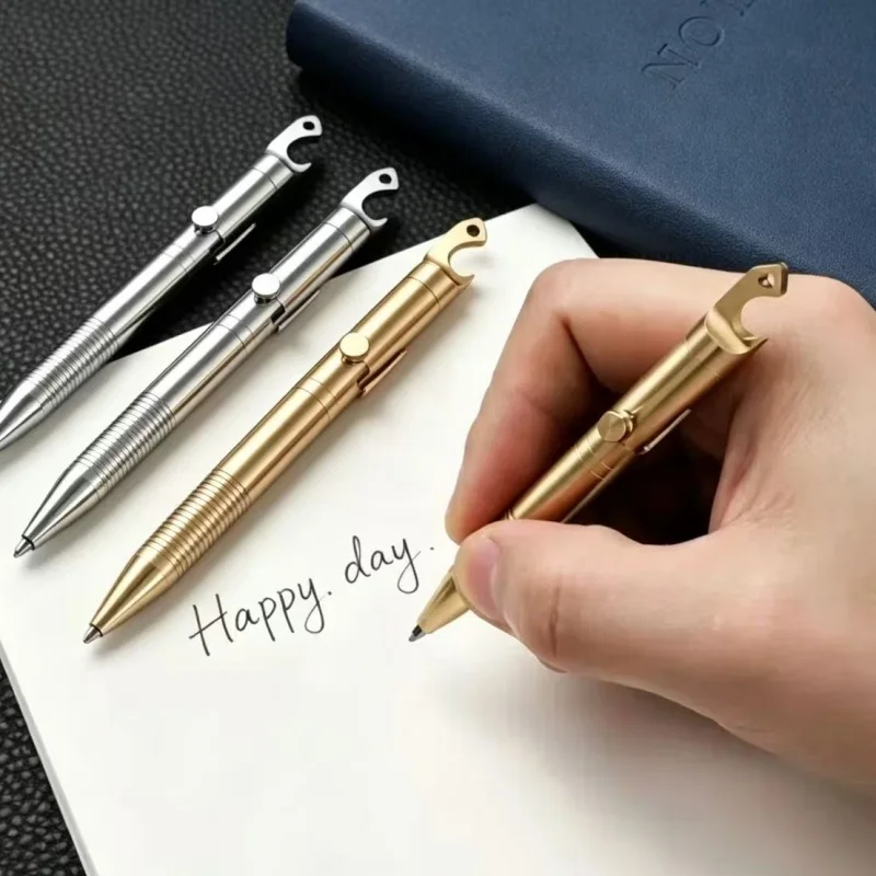 EDC Brass Bolt Pen,  Bottle Opener,  Mini Pocket Pen Keychain, Portable Travel Pocket, Signature Pen, Business Office Gift
