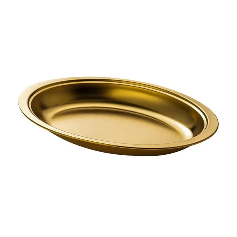 

652F Oval Platter Stainless Steel Silver/Gold Elegant Household for Steaming Fish and Serving Appetizers Dinner Plate