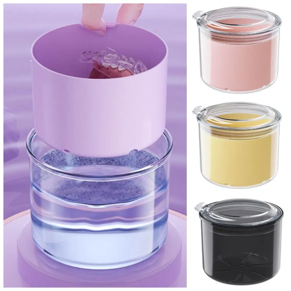 

Portable Double Layer Braces Storage Box Sealed Universal Denture Soaking Cleaning Box Food Grade Simple