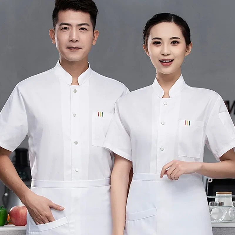 

Chef Suits Short-sleeved Summer Thin Breathable Hotel Catering Kitchen Work Clothes Men Baking Women's Clothes