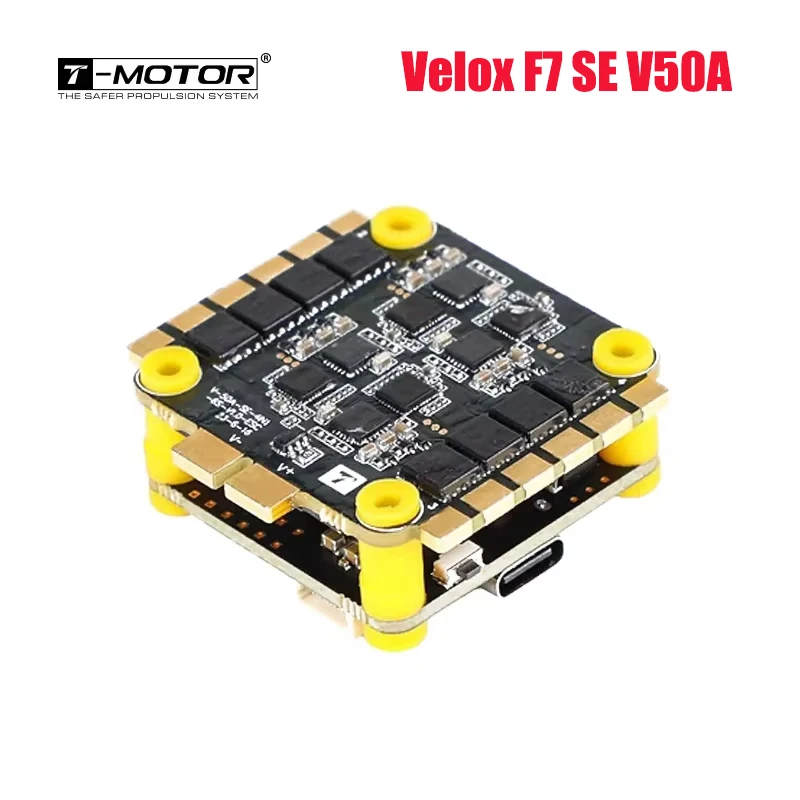 

T-MOTOR Velox F7 SE V50A SE HD Stack (AM32) with F7 SE FC Flight Controller 3-6S and V50A SE 32-bit ESC for FPV Racing Drone