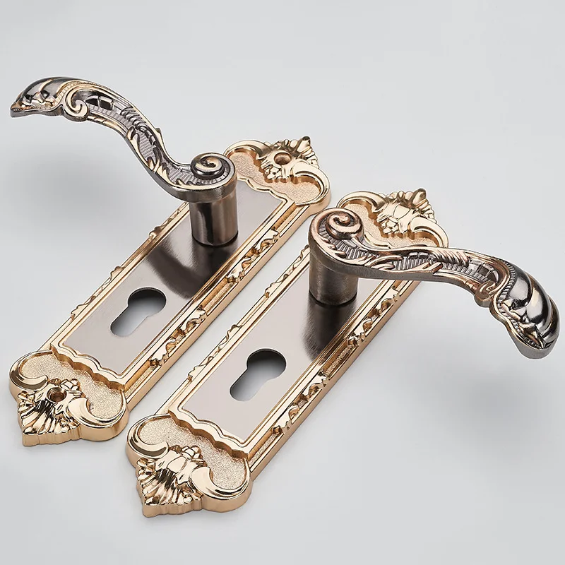 

Full Set Vintage Door Lock European Style Retro Bedroom Door Handle Lock Interior Room Safety Door Lock