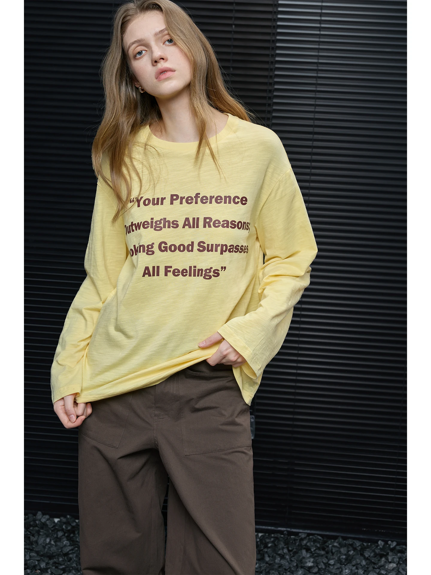 

Ladies' Pure Cotton Long Sve T-irt Spring 2026 Loose Lazy Sle Base irt Korean Simple round Ne Print Street Sle