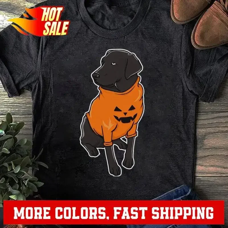 Black Lab Mutt Puppy Dog Halloween Pumpkin T Shirt Funny Lover Labrador