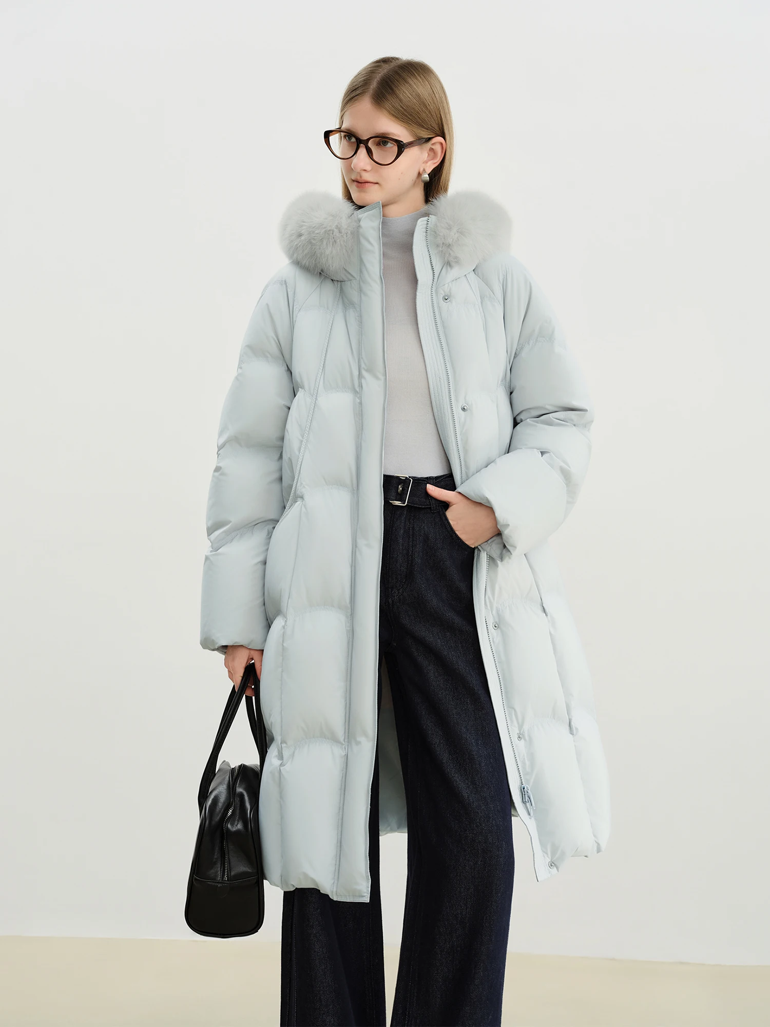 ZIQIAO Petite Women's Down Coats Winter 2025 New Thickened Korean Style Fox Fur Collar Down Jacket Sweet Age-reducing
