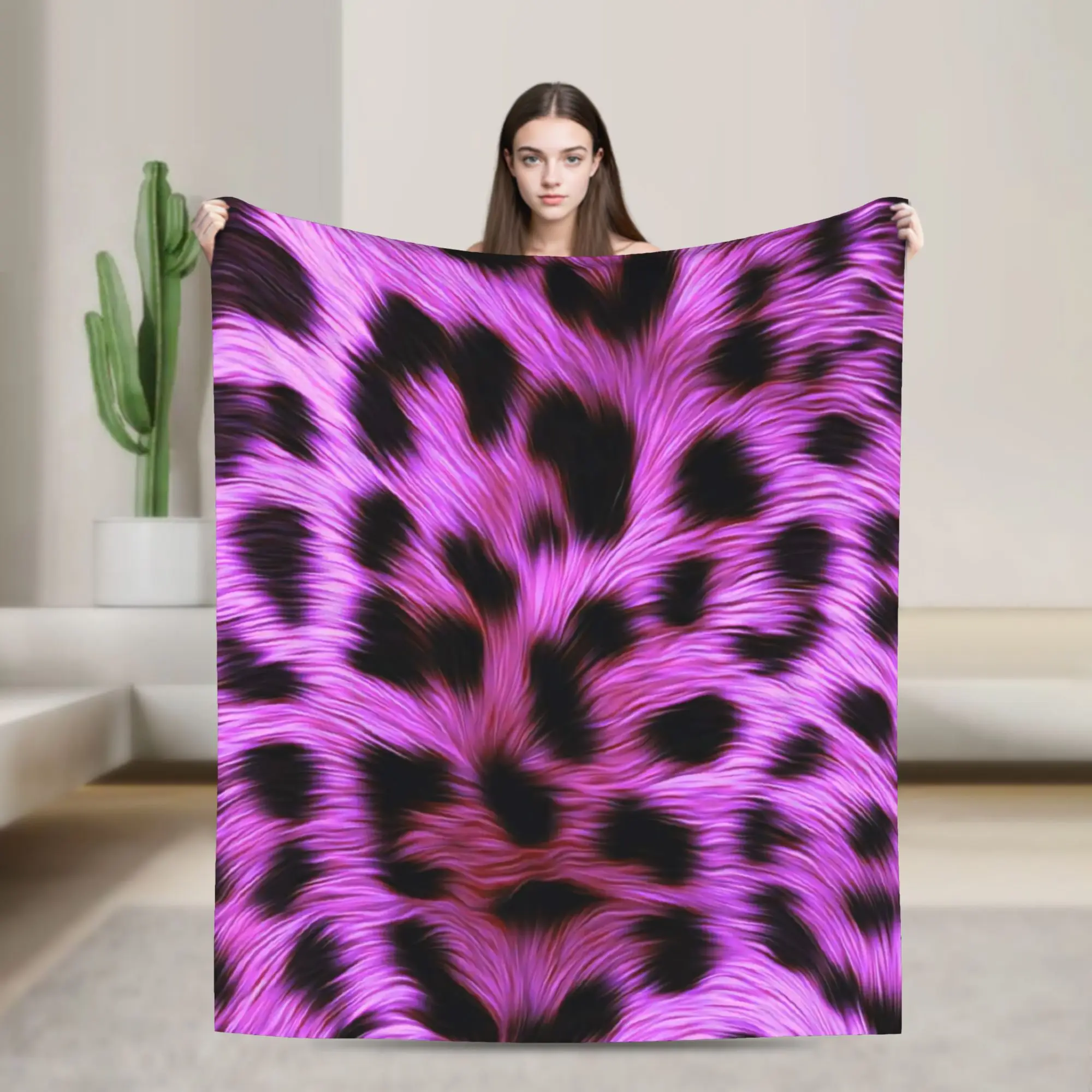Leopard Texture Flannel Blanket Spring  Warm Soft Throw Blanket for Children Couch Chair Aesthetic Bedspread Sofa Bed Cover
