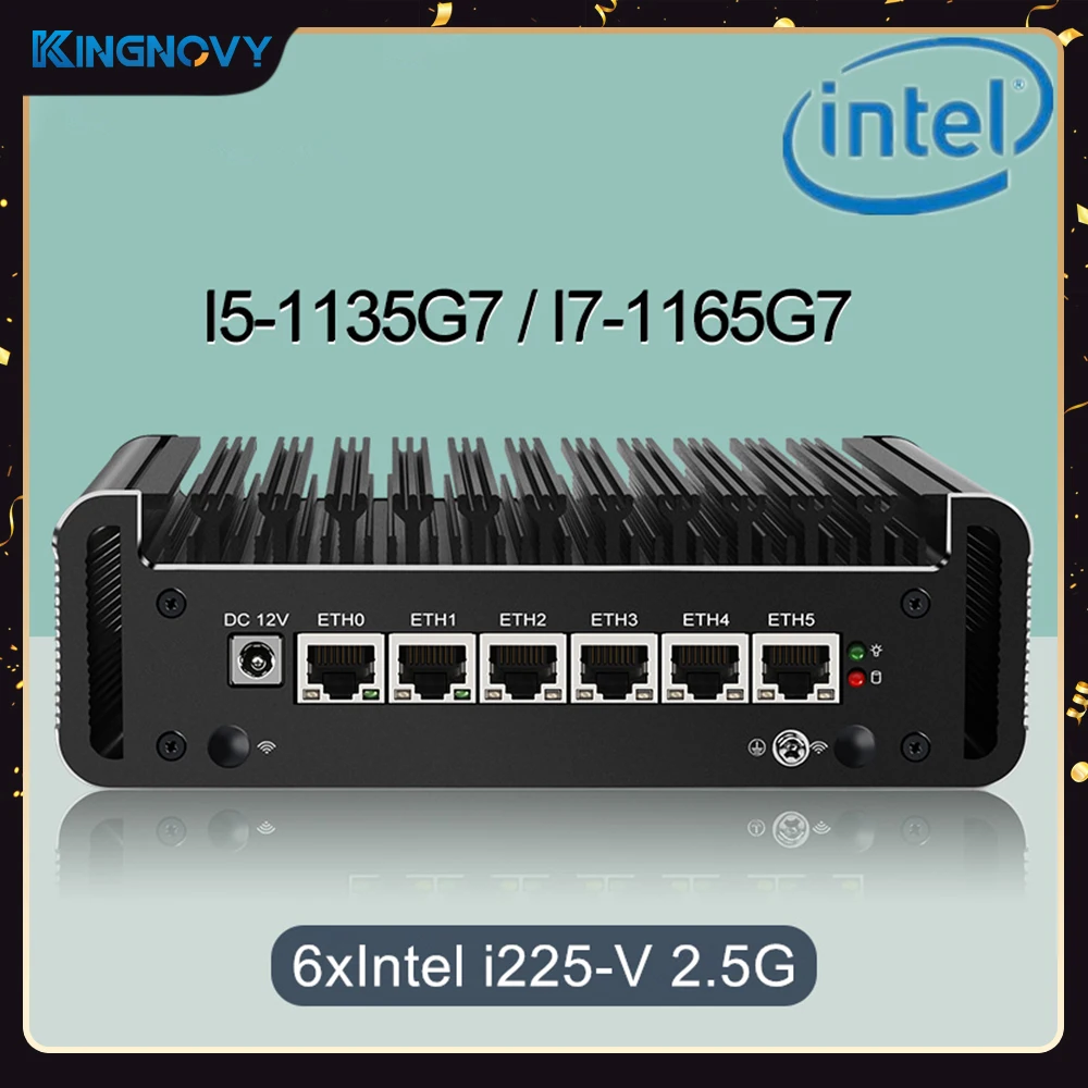 팬리스 pfSense 라우터, PC ESXi OPNsense Proxmox, 인텔 i226-V B3 2.5G Nics i7-1165G7 i5-1135G7, 2xDDR4 NVME 마이크로 방화벽 라우터, 6