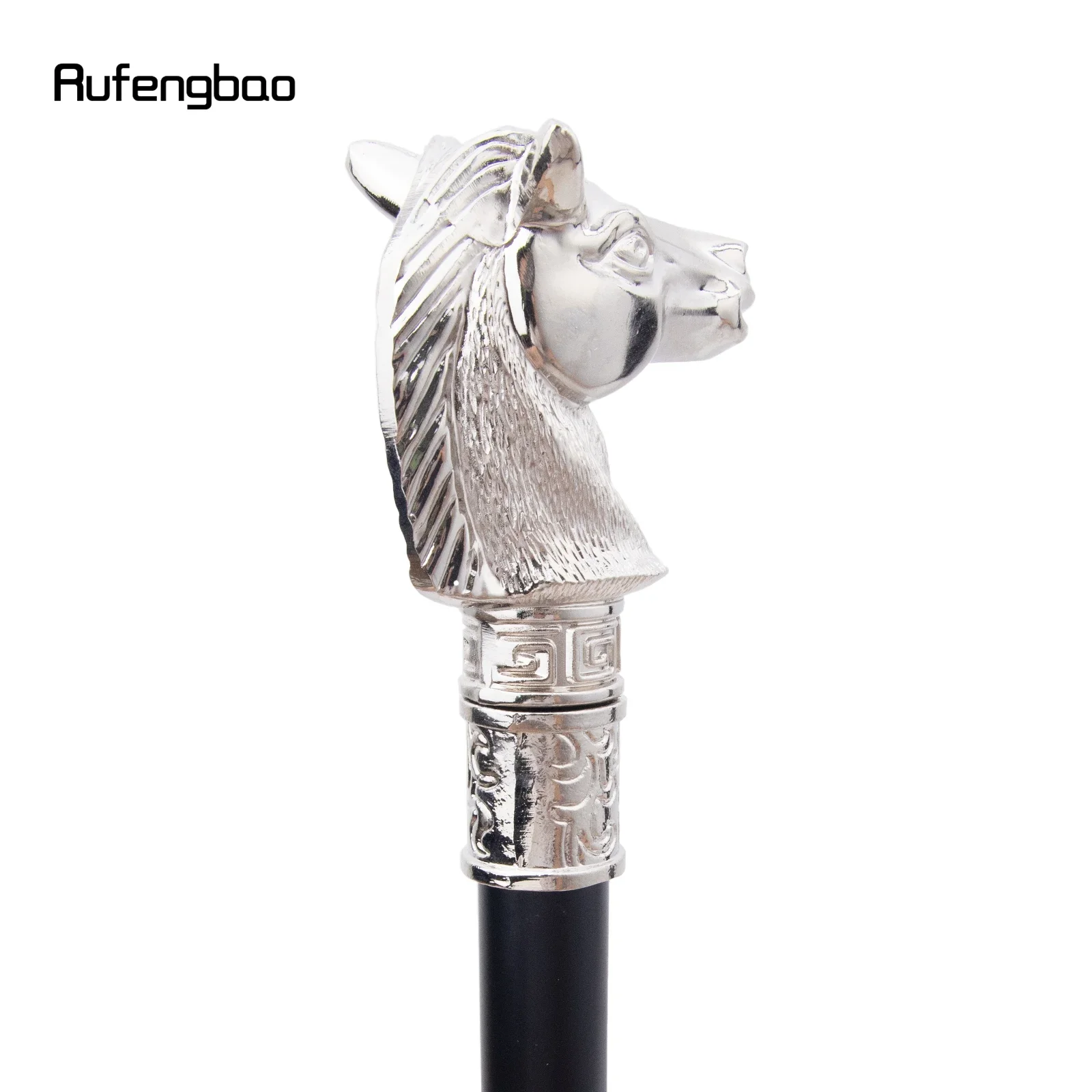 White Race Horse Bristle Head Animal Fashion Walking Stick Decorative Cospaly Party Fashionable Walking Cane Crosier 93cm