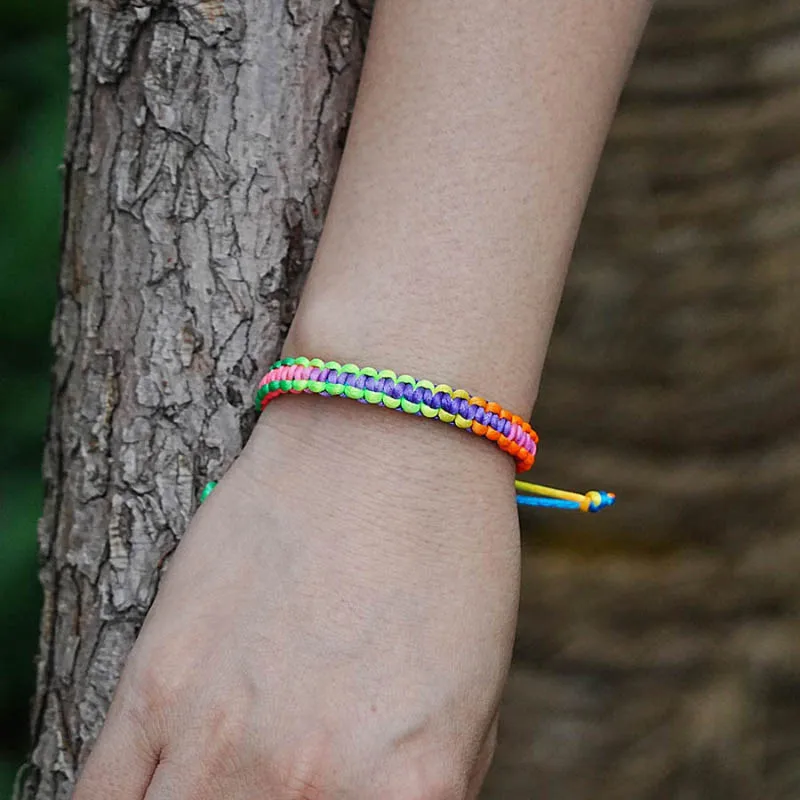Bracelet en corde arc-en-ciel unisexe, 6 Styles, tissage fait à la main, porte-bonheur, corde rouge, bijoux d'amitié, méditation, guérison