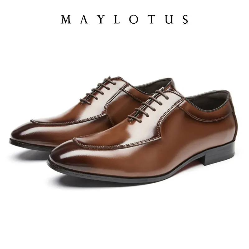 Size 39-45 Elegant Genuine Leather British Toe Men's Shoes Carved Business Shoes For Men Classic Dress Formal Wedding Gifts