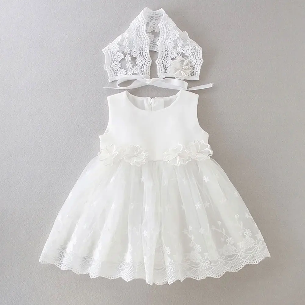 Vintage Lace Baby Girl Baptism Dresses for 1st year Birthday Party Wedding White Toddler Christening Gown Infant Clothing 0-24M