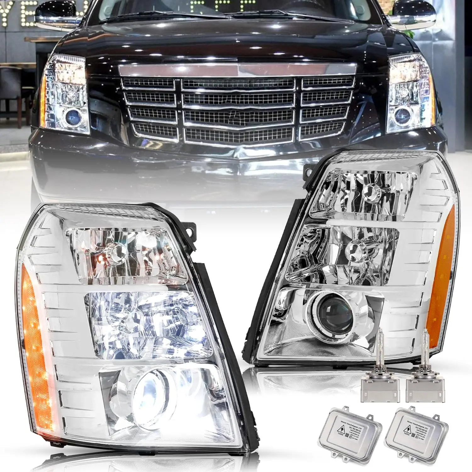 

HID/ксенон [лампа и балласт] Фара в сборе, совместимая с проектором Cadillac Escalade 2007-2014 гг., OE Style Driver a