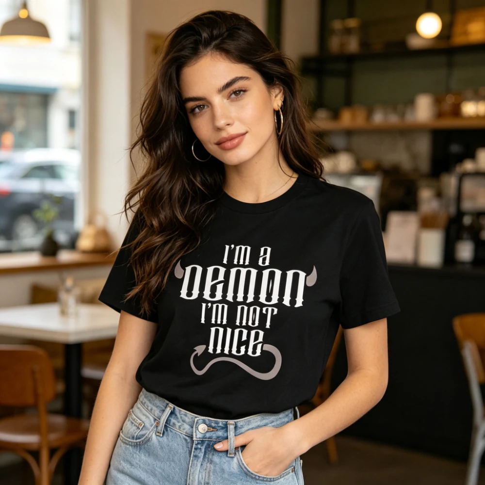 Good Omens Theme Tshirt I'm A Demon I'm Not Nice Shirt Crowley Aziraphale Short Sleeve Good Omens Fans Gift Tee Men Women Shirt