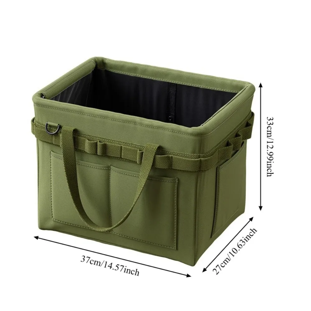 Heavy-Duty Foldable Tool Bag with Side Pocket, Large Capacity Oxford Fabric Organizer for Camping, Car Repair, Construction Work